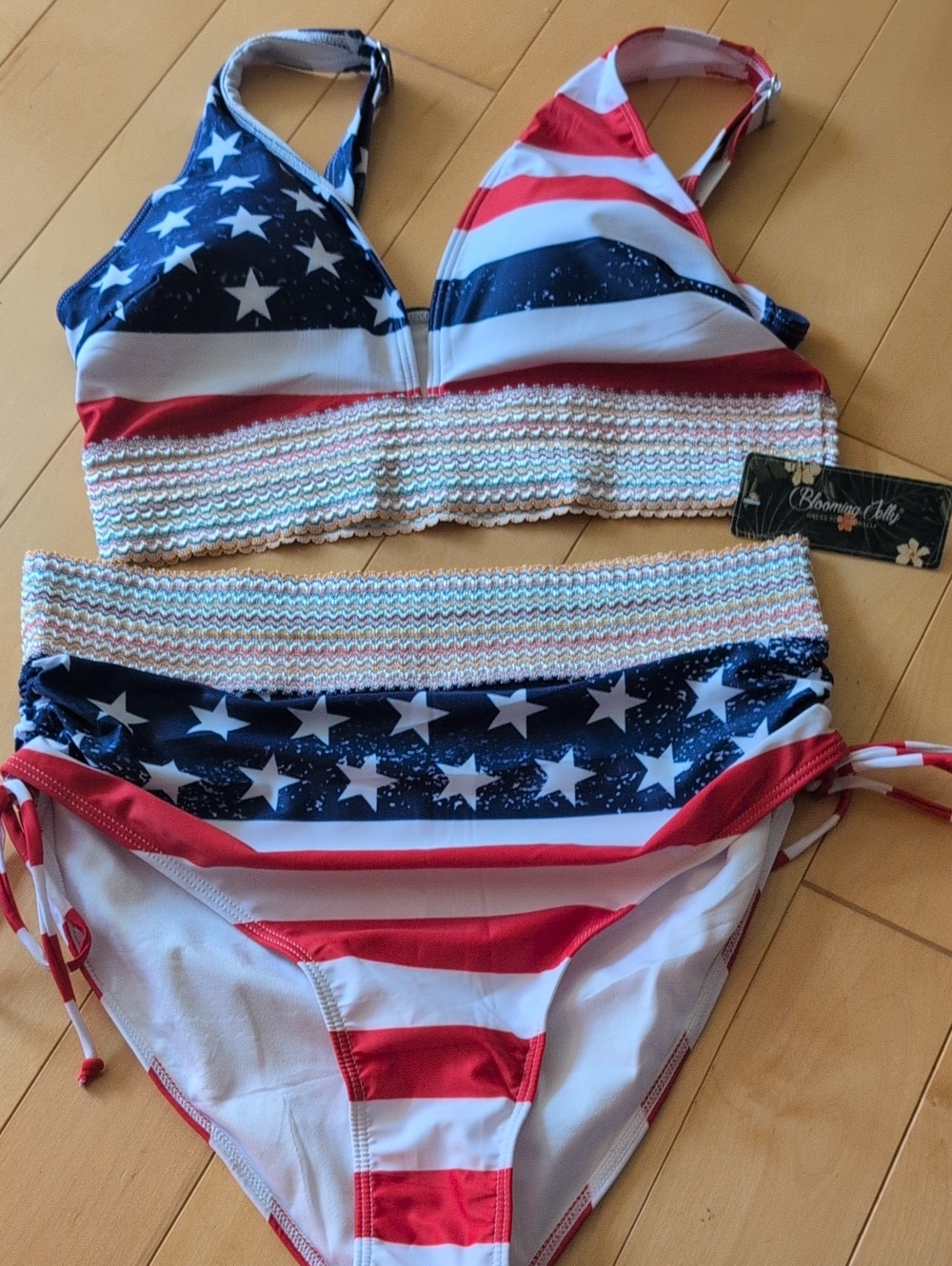 Blooming Jelly Large Stars & Stripes Bikini Set - Red, White & Blue